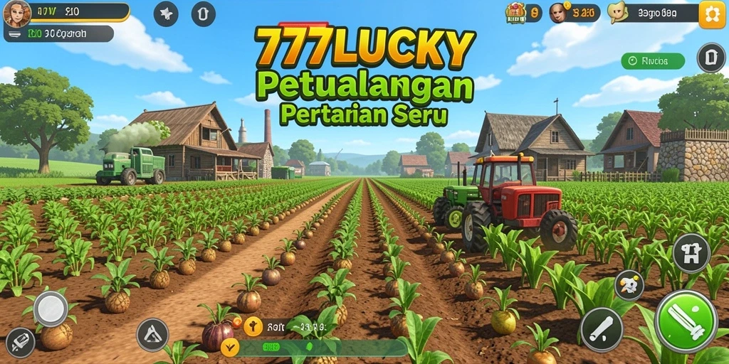 Screenshot gameplay 777LUCKY menampilkan kegiatan bertani yang seru.