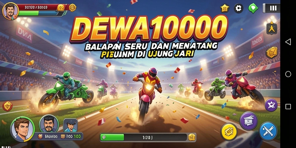 Tangkapan layar gameplay DEWA1000 yang menampilkan adu balap mendebarkan.