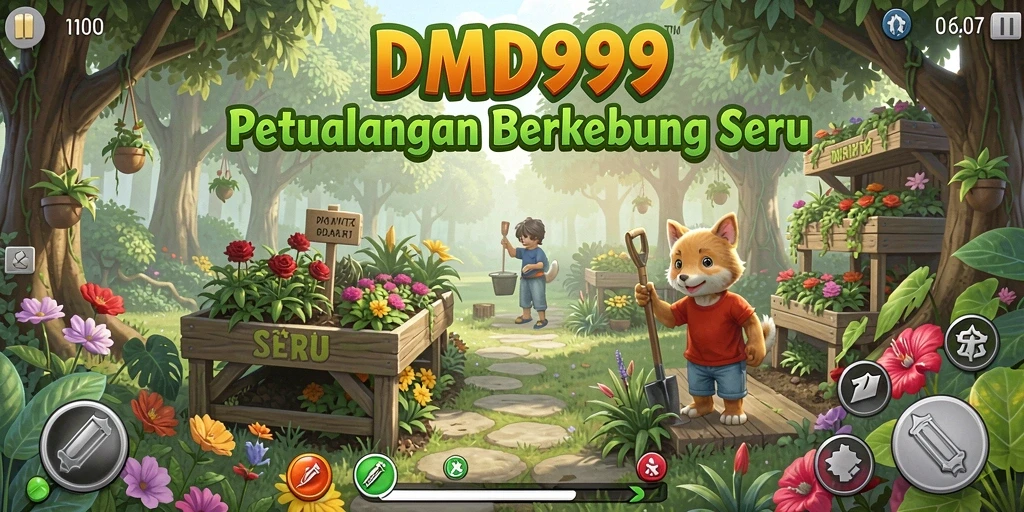 Screenshot gameplay DMD999 menampilkan petani yang sedang merawat tanaman.