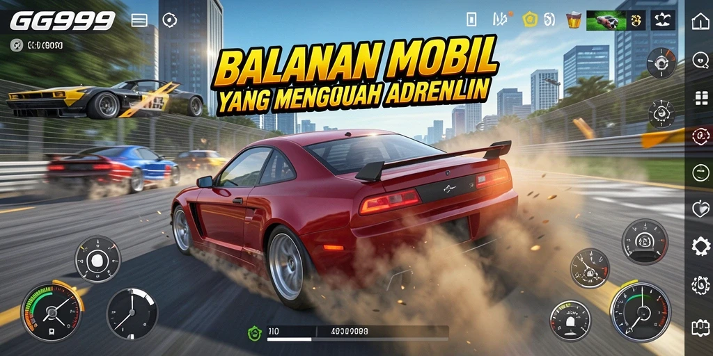 Tampilan gameplay GG999 yang mendebarkan dalam balapan mobil.