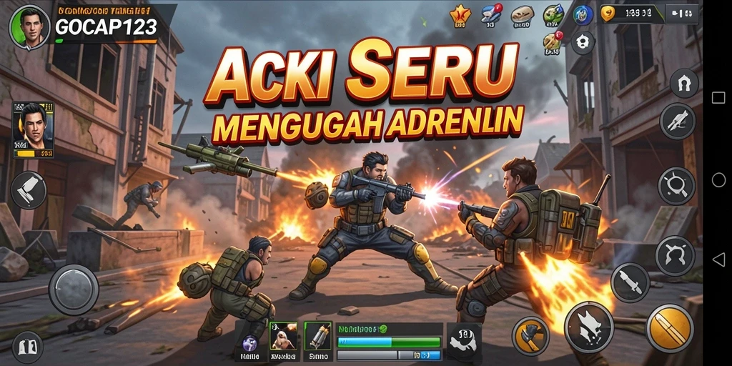Tampilan gameplay GOCAP123 yang mendebarkan dan penuh aksi.