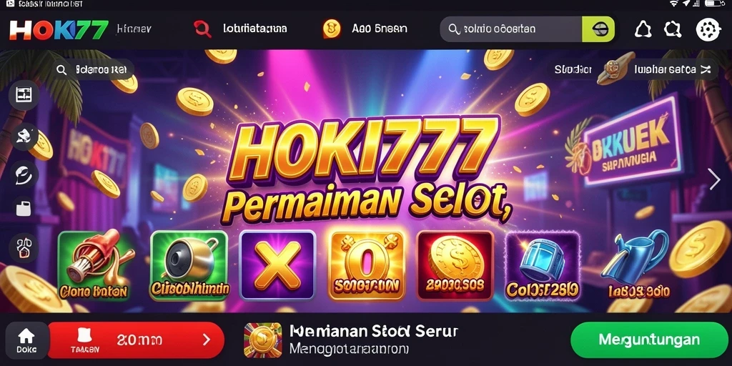 Tampilan gameplay HOKI777 dengan gulungan slot yang menarik.