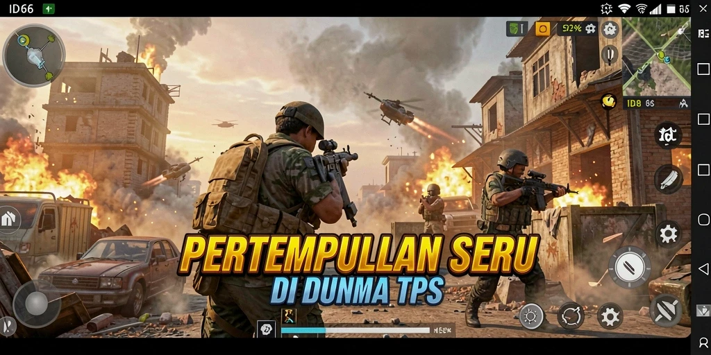 Gameplay seru ID66 dengan pertarungan intens di medan tempur.