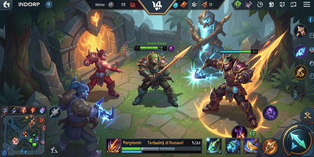 Gameplay seru di INDORP dengan aksi MOBA mendebarkan.