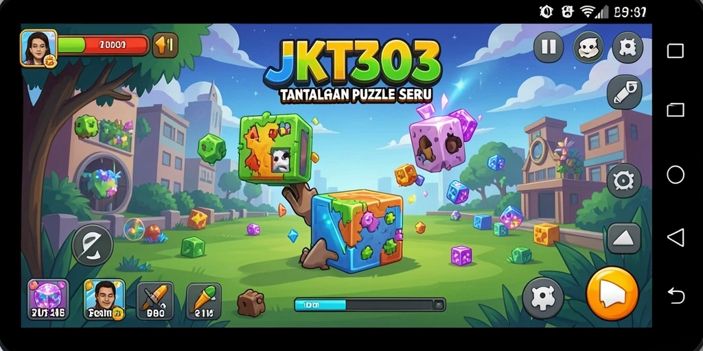 Screenshot utama JKT303 menunjukkan gameplay menantang dari Puzzle.