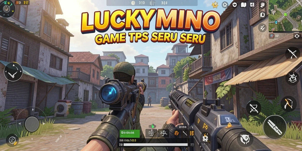 Tampilan gameplay seru dalam LUCKYMINO yang menyajikan aksi tembak-menembak.