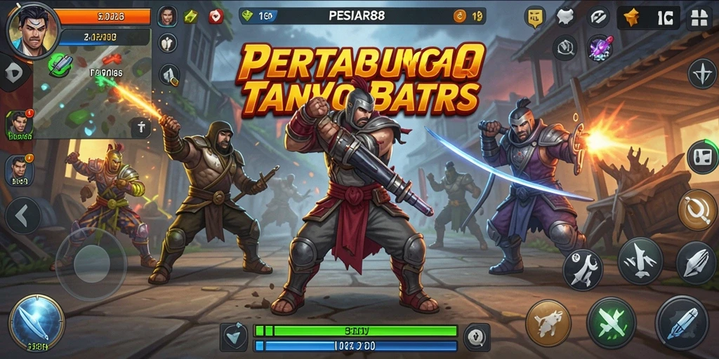 Screenshot gameplay PESIAR88 menampilkan pertarungan seru antar karakter.