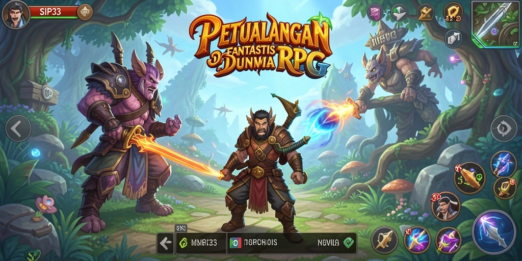 Screenshot gameplay SIP33 menampilkan aksi seru dalam pertarungan RPG.