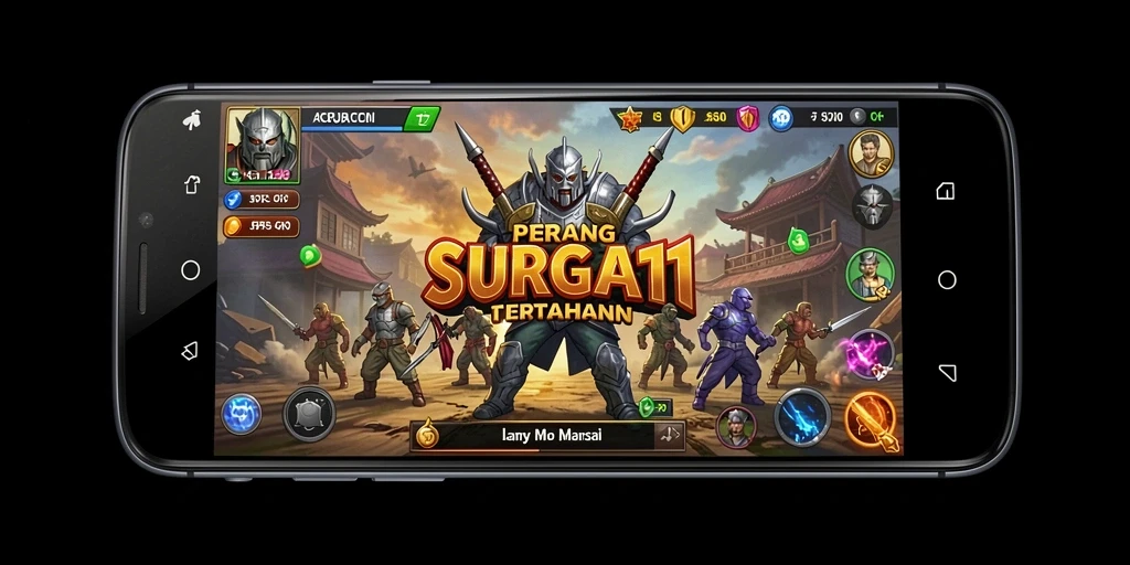 Screenshot gameplay SURGA11 dengan aksi menara pertahanan yang mendebarkan.