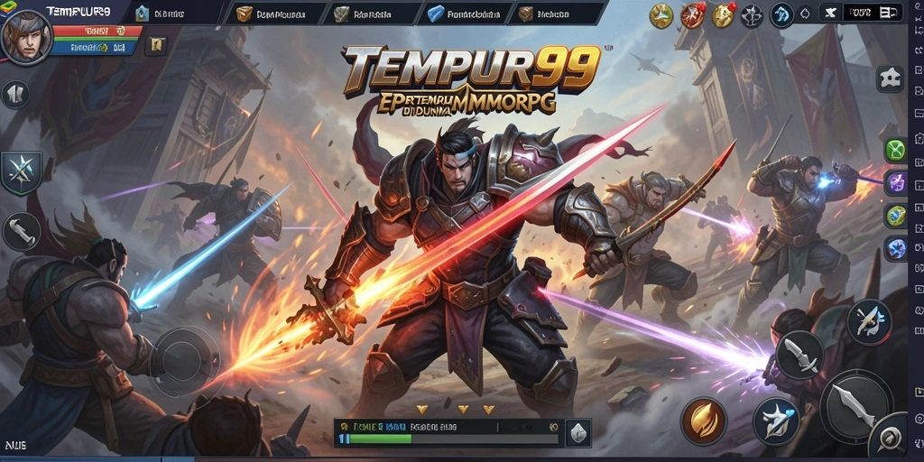 Screenshot gameplay TEMPUR99 yang menampilkan pertarungan seru antara karakter.