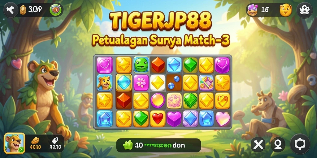 Tampilan gameplay Match-3 yang menarik di TIGERJP88.