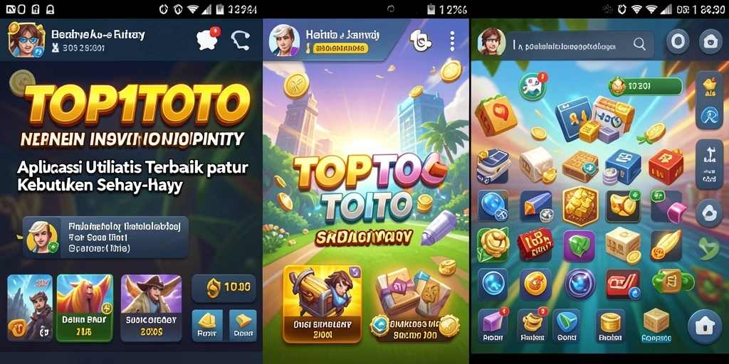 Tampilan aplikasi TOP1TOTO dengan fitur utilitas yang beragam.