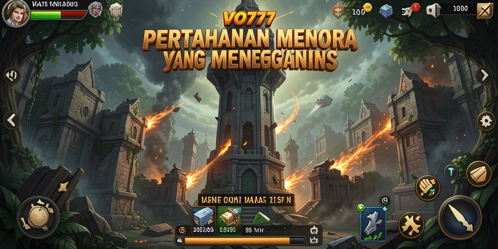 Tampilan gameplay seru dengan menara yang beragam.