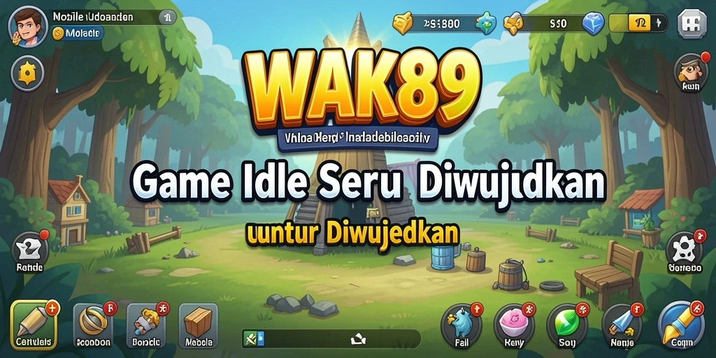 Screenshot gameplay WAK89 yang menunjukkan karakter sedang mengumpulkan sumber daya.